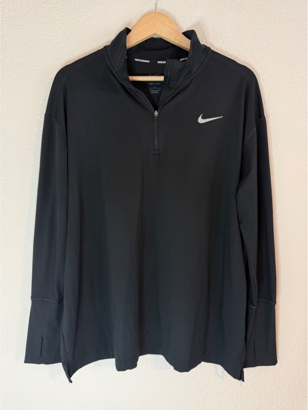 Nike Running Dri Fit Half Zip Pullover Black Womens Size 1X
